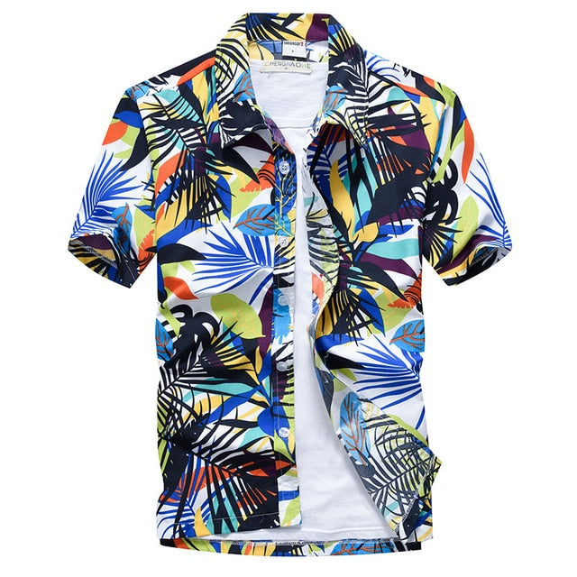 Pink Hawaiian Beach Short Sleeve Shirt Men 2020 Summer Fashion Palm Tree Print Tropical Aloha Shirts Mens Party Holiday Chemise