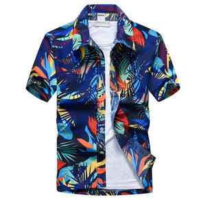 Pink Hawaiian Beach Short Sleeve Shirt Men 2020 Summer Fashion Palm Tree Print Tropical Aloha Shirts Mens Party Holiday Chemise