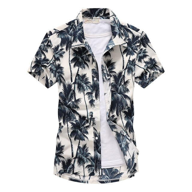 Pink Hawaiian Beach Short Sleeve Shirt Men 2020 Summer Fashion Palm Tree Print Tropical Aloha Shirts Mens Party Holiday Chemise