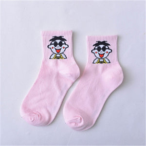 Summer Ladies Short Socks  Korea Japanese Cotton Flame Harajuku Socks Girl Cartoon Cactus Gun  Funny Female Socks