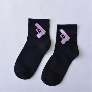 Summer Ladies Short Socks  Korea Japanese Cotton Flame Harajuku Socks Girl Cartoon Cactus Gun  Funny Female Socks