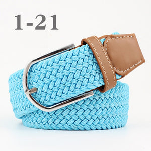 ZLD Hot Colors Men Women Casual Knitted pin buckle Belt Woven Canvas Elastic Stretch Belts Plain Webbing 2018 fashion 105-110cm