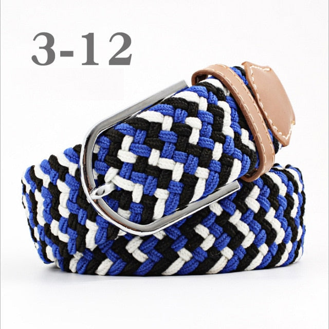 ZLD Hot Colors Men Women Casual Knitted pin buckle Belt Woven Canvas Elastic Stretch Belts Plain Webbing 2018 fashion 105-110cm