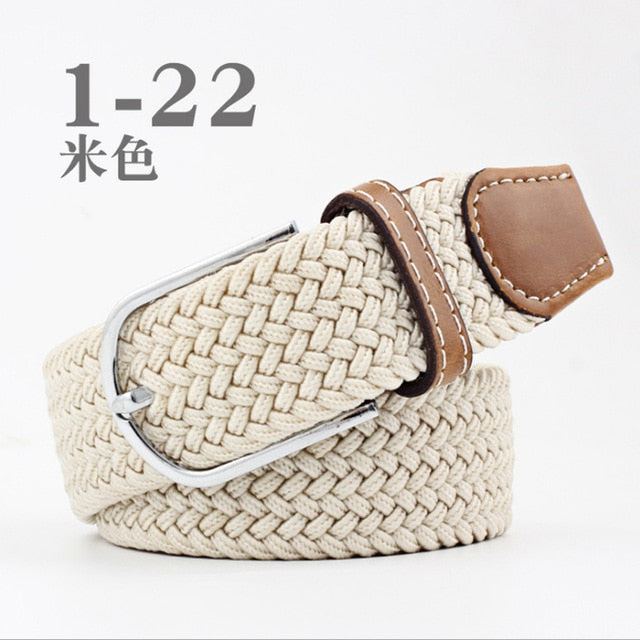 ZLD Hot Colors Men Women Casual Knitted pin buckle Belt Woven Canvas Elastic Stretch Belts Plain Webbing 2018 fashion 105-110cm