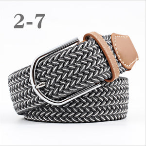 ZLD Hot Colors Men Women Casual Knitted pin buckle Belt Woven Canvas Elastic Stretch Belts Plain Webbing 2018 fashion 105-110cm
