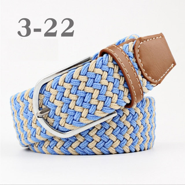 ZLD Hot Colors Men Women Casual Knitted pin buckle Belt Woven Canvas Elastic Stretch Belts Plain Webbing 2018 fashion 105-110cm