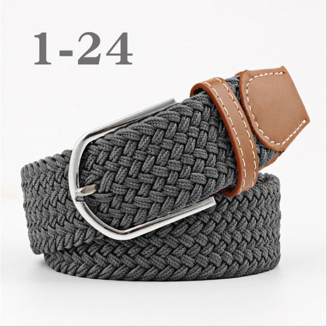 ZLD Hot Colors Men Women Casual Knitted pin buckle Belt Woven Canvas Elastic Stretch Belts Plain Webbing 2018 fashion 105-110cm