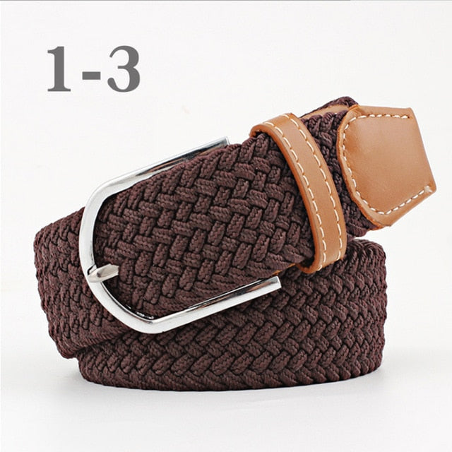 ZLD Hot Colors Men Women Casual Knitted pin buckle Belt Woven Canvas Elastic Stretch Belts Plain Webbing 2018 fashion 105-110cm