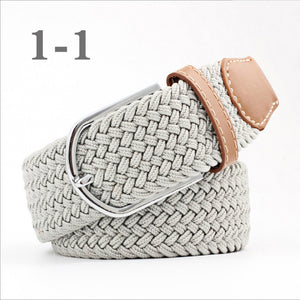 ZLD Hot Colors Men Women Casual Knitted pin buckle Belt Woven Canvas Elastic Stretch Belts Plain Webbing 2018 fashion 105-110cm