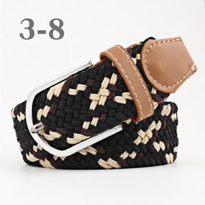 ZLD Hot Colors Men Women Casual Knitted pin buckle Belt Woven Canvas Elastic Stretch Belts Plain Webbing 2018 fashion 105-110cm