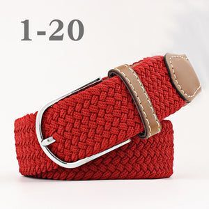 ZLD Hot Colors Men Women Casual Knitted pin buckle Belt Woven Canvas Elastic Stretch Belts Plain Webbing 2018 fashion 105-110cm