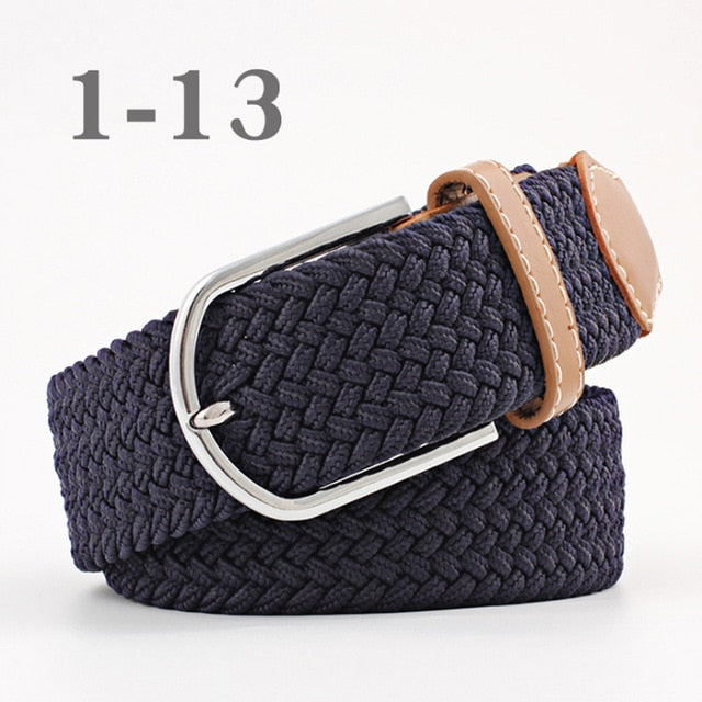 ZLD Hot Colors Men Women Casual Knitted pin buckle Belt Woven Canvas Elastic Stretch Belts Plain Webbing 2018 fashion 105-110cm