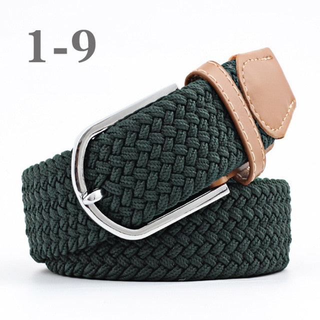 ZLD Hot Colors Men Women Casual Knitted pin buckle Belt Woven Canvas Elastic Stretch Belts Plain Webbing 2018 fashion 105-110cm