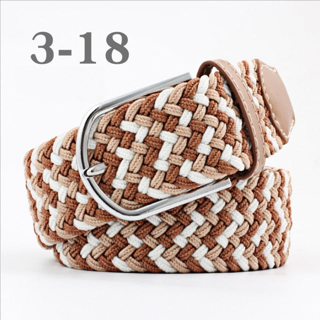 ZLD Hot Colors Men Women Casual Knitted pin buckle Belt Woven Canvas Elastic Stretch Belts Plain Webbing 2018 fashion 105-110cm