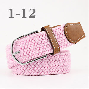 ZLD Hot Colors Men Women Casual Knitted pin buckle Belt Woven Canvas Elastic Stretch Belts Plain Webbing 2018 fashion 105-110cm