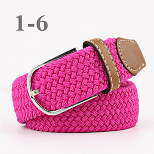ZLD Hot Colors Men Women Casual Knitted pin buckle Belt Woven Canvas Elastic Stretch Belts Plain Webbing 2018 fashion 105-110cm
