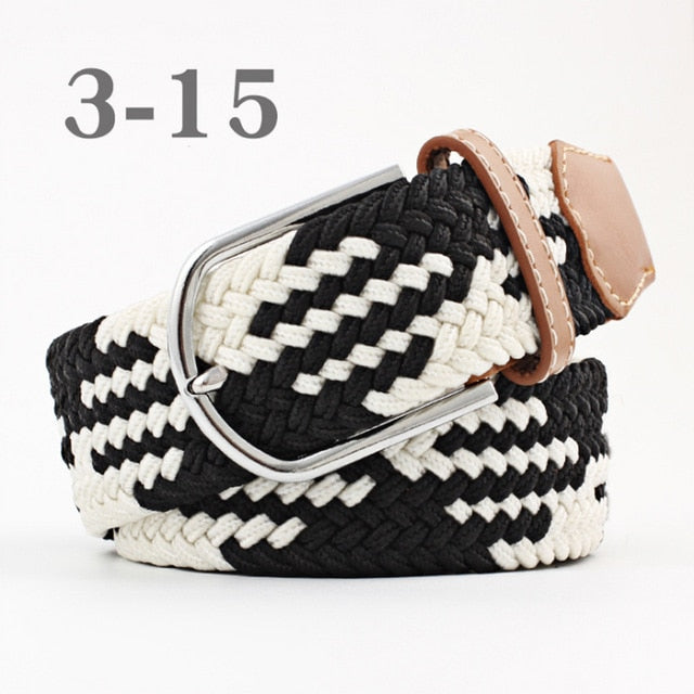 ZLD Hot Colors Men Women Casual Knitted pin buckle Belt Woven Canvas Elastic Stretch Belts Plain Webbing 2018 fashion 105-110cm