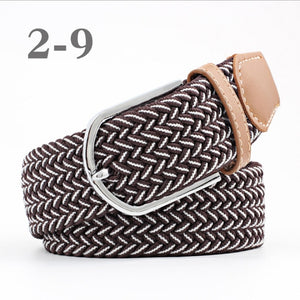 ZLD Hot Colors Men Women Casual Knitted pin buckle Belt Woven Canvas Elastic Stretch Belts Plain Webbing 2018 fashion 105-110cm
