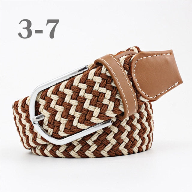 ZLD Hot Colors Men Women Casual Knitted pin buckle Belt Woven Canvas Elastic Stretch Belts Plain Webbing 2018 fashion 105-110cm