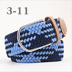 ZLD Hot Colors Men Women Casual Knitted pin buckle Belt Woven Canvas Elastic Stretch Belts Plain Webbing 2018 fashion 105-110cm