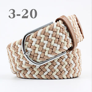 ZLD Hot Colors Men Women Casual Knitted pin buckle Belt Woven Canvas Elastic Stretch Belts Plain Webbing 2018 fashion 105-110cm