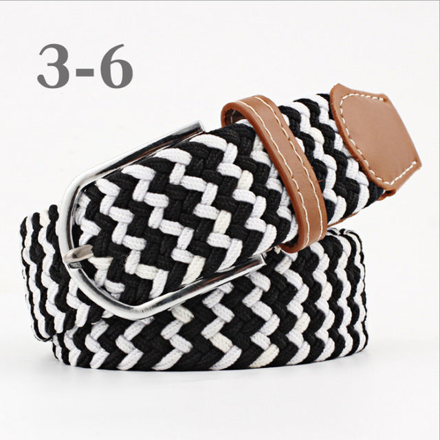 ZLD Hot Colors Men Women Casual Knitted pin buckle Belt Woven Canvas Elastic Stretch Belts Plain Webbing 2018 fashion 105-110cm
