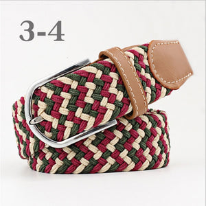 ZLD Hot Colors Men Women Casual Knitted pin buckle Belt Woven Canvas Elastic Stretch Belts Plain Webbing 2018 fashion 105-110cm