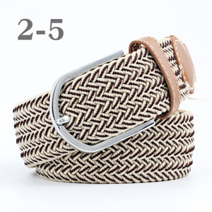 ZLD Hot Colors Men Women Casual Knitted pin buckle Belt Woven Canvas Elastic Stretch Belts Plain Webbing 2018 fashion 105-110cm