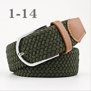 ZLD Hot Colors Men Women Casual Knitted pin buckle Belt Woven Canvas Elastic Stretch Belts Plain Webbing 2018 fashion 105-110cm
