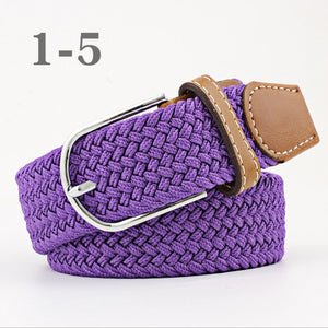 ZLD Hot Colors Men Women Casual Knitted pin buckle Belt Woven Canvas Elastic Stretch Belts Plain Webbing 2018 fashion 105-110cm