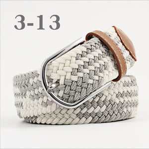ZLD Hot Colors Men Women Casual Knitted pin buckle Belt Woven Canvas Elastic Stretch Belts Plain Webbing 2018 fashion 105-110cm