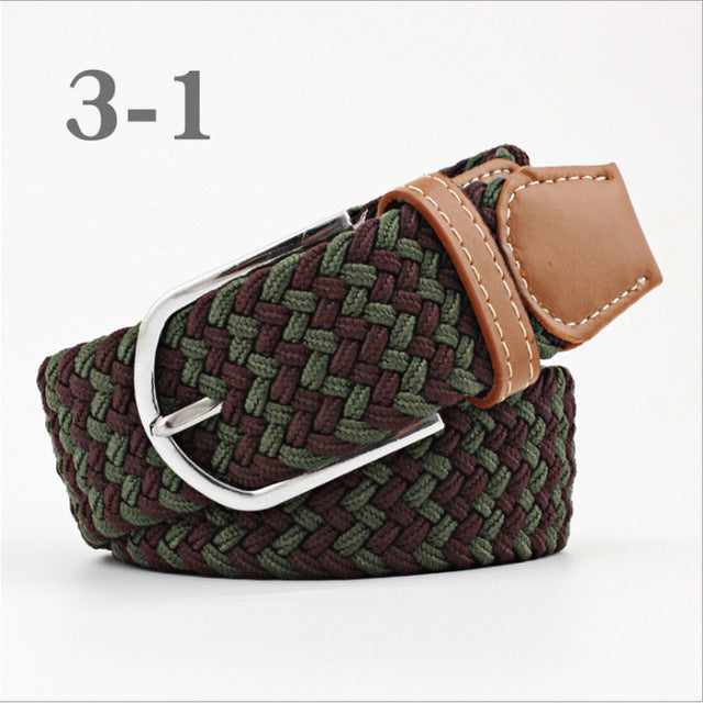 ZLD Hot Colors Men Women Casual Knitted pin buckle Belt Woven Canvas Elastic Stretch Belts Plain Webbing 2018 fashion 105-110cm