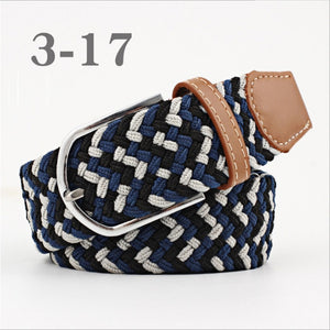 ZLD Hot Colors Men Women Casual Knitted pin buckle Belt Woven Canvas Elastic Stretch Belts Plain Webbing 2018 fashion 105-110cm