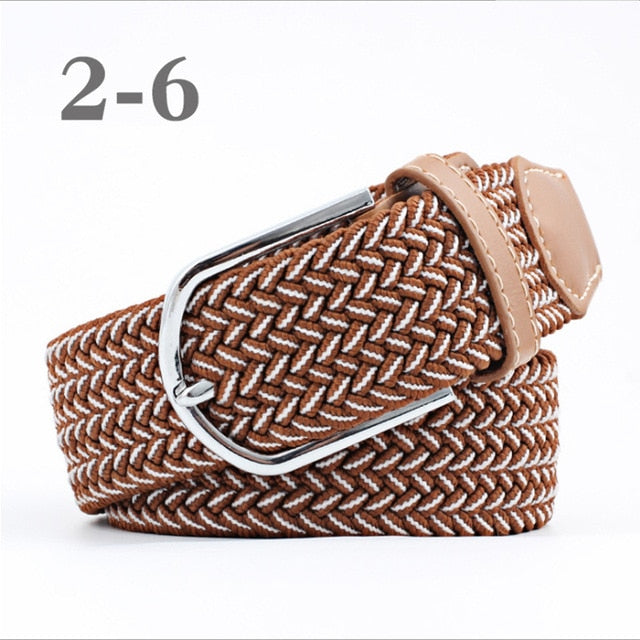 ZLD Hot Colors Men Women Casual Knitted pin buckle Belt Woven Canvas Elastic Stretch Belts Plain Webbing 2018 fashion 105-110cm