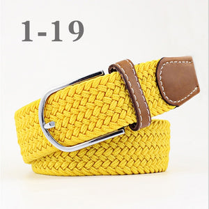 ZLD Hot Colors Men Women Casual Knitted pin buckle Belt Woven Canvas Elastic Stretch Belts Plain Webbing 2018 fashion 105-110cm