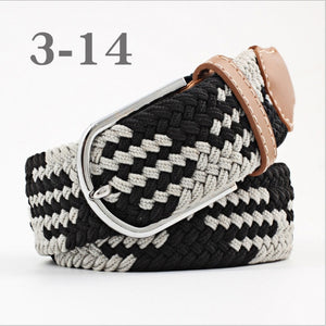 ZLD Hot Colors Men Women Casual Knitted pin buckle Belt Woven Canvas Elastic Stretch Belts Plain Webbing 2018 fashion 105-110cm