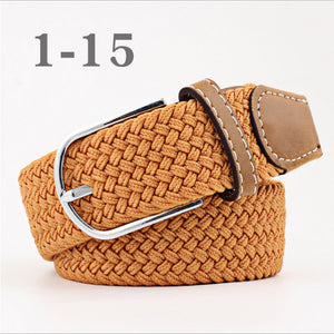 ZLD Hot Colors Men Women Casual Knitted pin buckle Belt Woven Canvas Elastic Stretch Belts Plain Webbing 2018 fashion 105-110cm