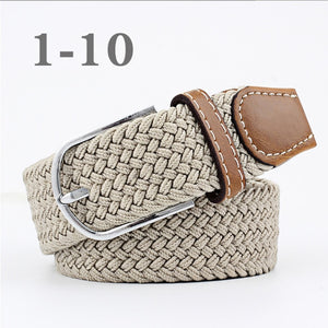 ZLD Hot Colors Men Women Casual Knitted pin buckle Belt Woven Canvas Elastic Stretch Belts Plain Webbing 2018 fashion 105-110cm