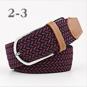 ZLD Hot Colors Men Women Casual Knitted pin buckle Belt Woven Canvas Elastic Stretch Belts Plain Webbing 2018 fashion 105-110cm