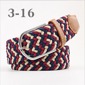 ZLD Hot Colors Men Women Casual Knitted pin buckle Belt Woven Canvas Elastic Stretch Belts Plain Webbing 2018 fashion 105-110cm