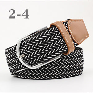 ZLD Hot Colors Men Women Casual Knitted pin buckle Belt Woven Canvas Elastic Stretch Belts Plain Webbing 2018 fashion 105-110cm
