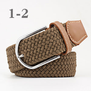 ZLD Hot Colors Men Women Casual Knitted pin buckle Belt Woven Canvas Elastic Stretch Belts Plain Webbing 2018 fashion 105-110cm