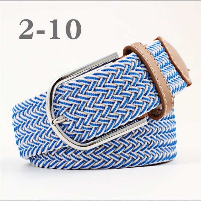 ZLD Hot Colors Men Women Casual Knitted pin buckle Belt Woven Canvas Elastic Stretch Belts Plain Webbing 2018 fashion 105-110cm