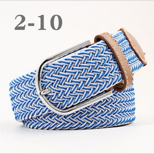 ZLD Hot Colors Men Women Casual Knitted pin buckle Belt Woven Canvas Elastic Stretch Belts Plain Webbing 2018 fashion 105-110cm