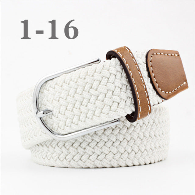 ZLD Hot Colors Men Women Casual Knitted pin buckle Belt Woven Canvas Elastic Stretch Belts Plain Webbing 2018 fashion 105-110cm