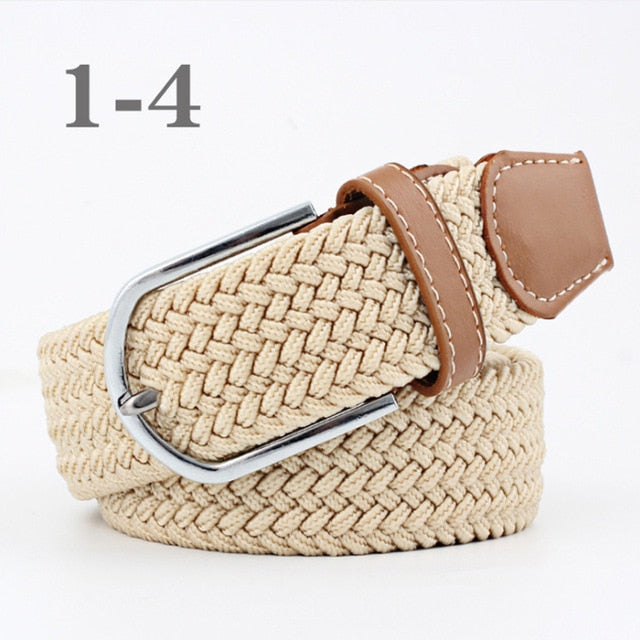 ZLD Hot Colors Men Women Casual Knitted pin buckle Belt Woven Canvas Elastic Stretch Belts Plain Webbing 2018 fashion 105-110cm