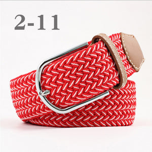ZLD Hot Colors Men Women Casual Knitted pin buckle Belt Woven Canvas Elastic Stretch Belts Plain Webbing 2018 fashion 105-110cm