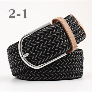 ZLD Hot Colors Men Women Casual Knitted pin buckle Belt Woven Canvas Elastic Stretch Belts Plain Webbing 2018 fashion 105-110cm