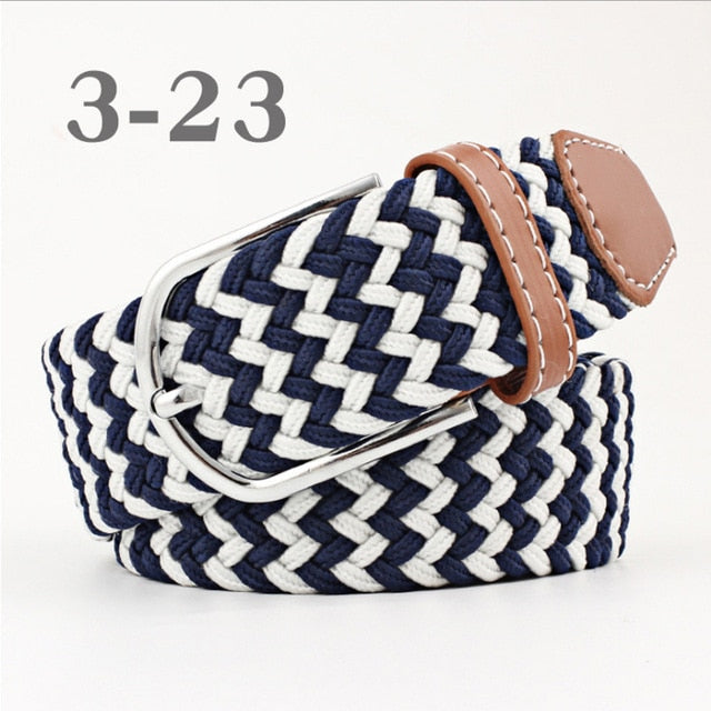 ZLD Hot Colors Men Women Casual Knitted pin buckle Belt Woven Canvas Elastic Stretch Belts Plain Webbing 2018 fashion 105-110cm