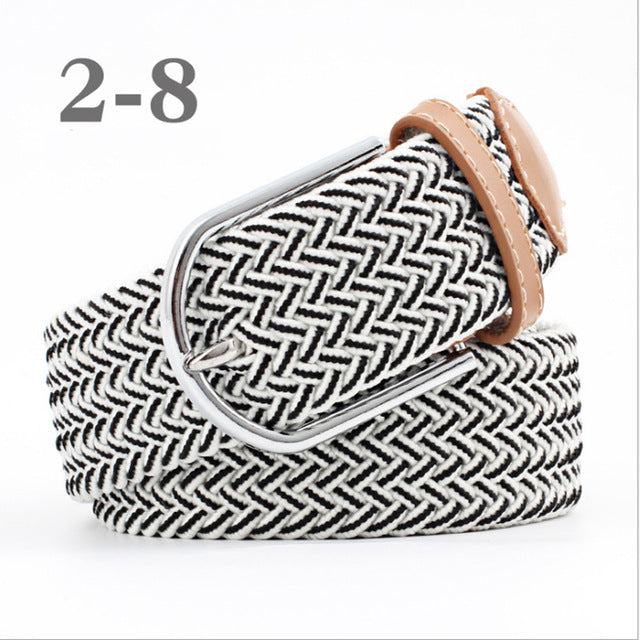 ZLD Hot Colors Men Women Casual Knitted pin buckle Belt Woven Canvas Elastic Stretch Belts Plain Webbing 2018 fashion 105-110cm